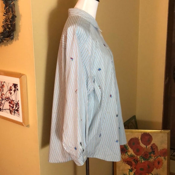 KORET StephanieIISize 2X  Striped Embroidered ButtonDown NoWrinkle Preppy Career - Picture 4 of 16